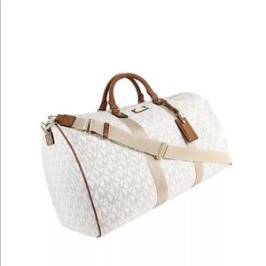 Michael Kors Logo Vanilla XL Duffle Luggage Bag